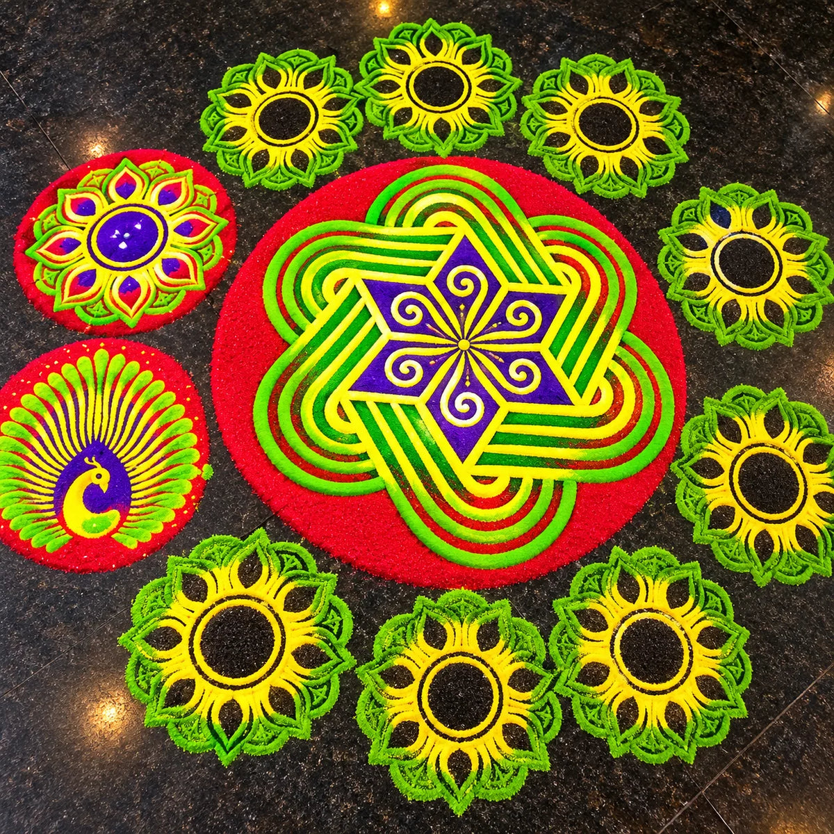 RangoliTwirl 4-Inch Magic Rotating Rangoli Maker Kit with 2 Design Jalis & Filter Box - Buy 1 Get 1 FREE🌈 🪔 ✨