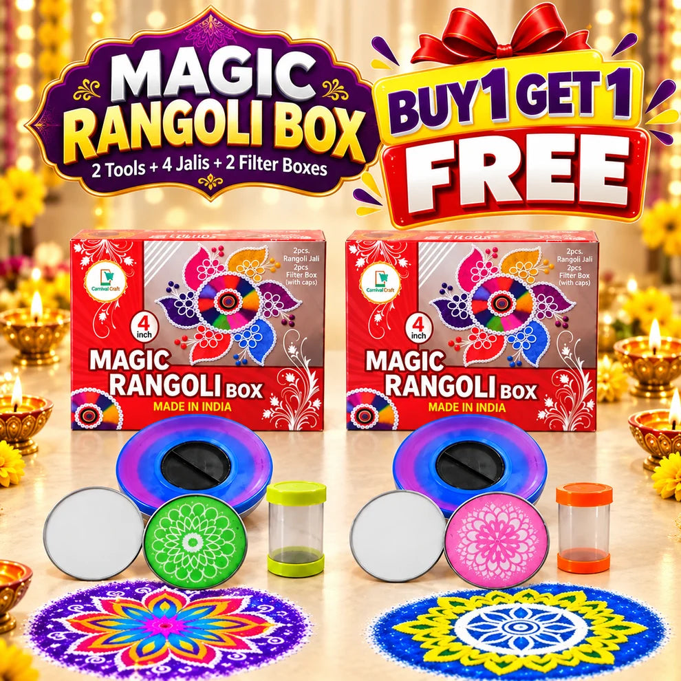 RangoliTwirl 4-Inch Magic Rotating Rangoli Maker Kit with 2 Design Jalis & Filter Box - Buy 1 Get 1 FREE🌈 🪔 ✨