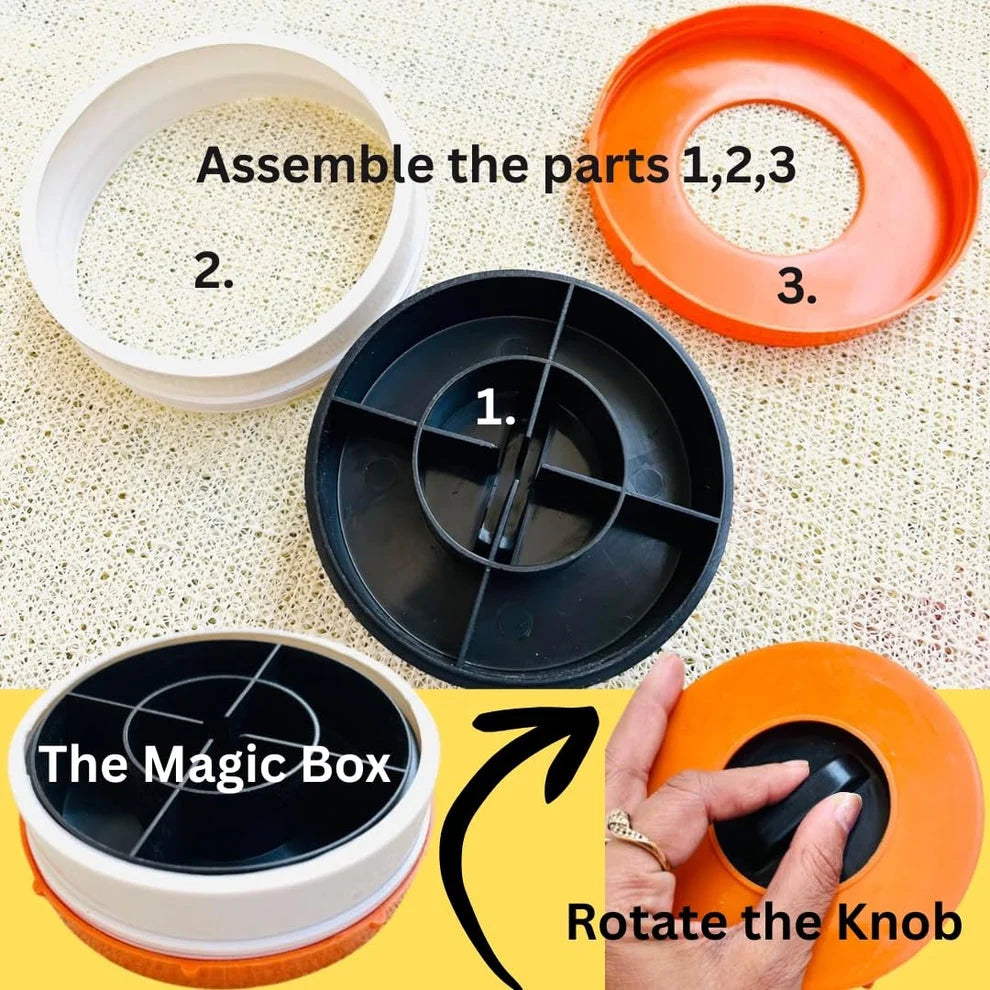 RangoliTwirl 4-Inch Magic Rotating Rangoli Maker Kit with 2 Design Jalis & Filter Box - Buy 1 Get 1 FREE🌈 🪔 ✨