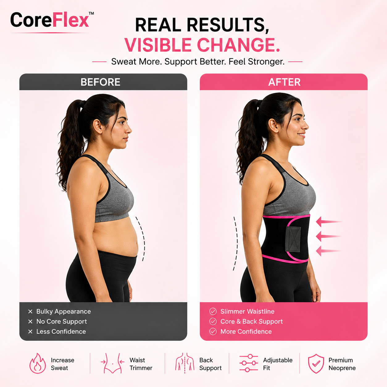 CoreFlex™ Waist Trimmer Belt with Back Support