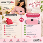 Martify™ Period Cramp Relief Heating Pad – 4 Massage Modes, LED Display & Comfortable Wearable Belt (Pink)